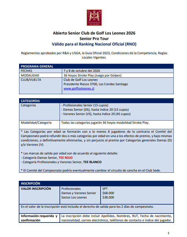 Primera página de las bases
